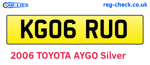 KG06RUO are the vehicle registration plates.