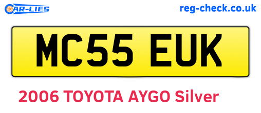 MC55EUK are the vehicle registration plates.