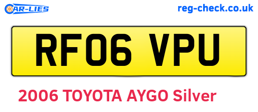 RF06VPU are the vehicle registration plates.