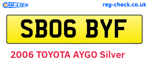 SB06BYF are the vehicle registration plates.