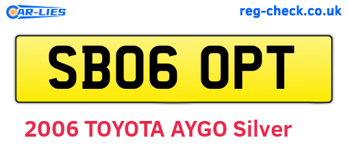 SB06OPT are the vehicle registration plates.
