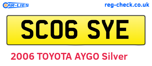 SC06SYE are the vehicle registration plates.