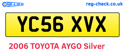 YC56XVX are the vehicle registration plates.