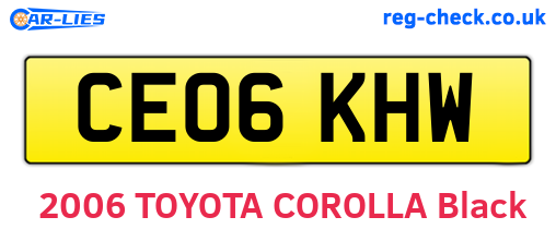 CE06KHW are the vehicle registration plates.
