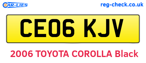 CE06KJV are the vehicle registration plates.