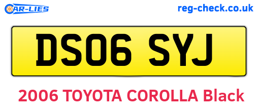 DS06SYJ are the vehicle registration plates.