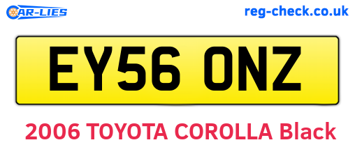 EY56ONZ are the vehicle registration plates.