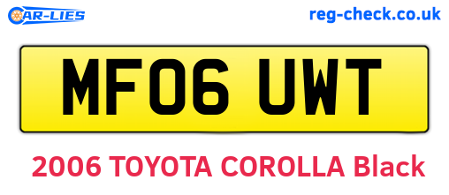 MF06UWT are the vehicle registration plates.