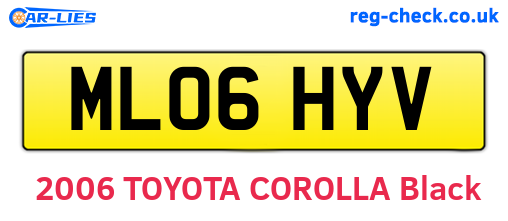 ML06HYV are the vehicle registration plates.