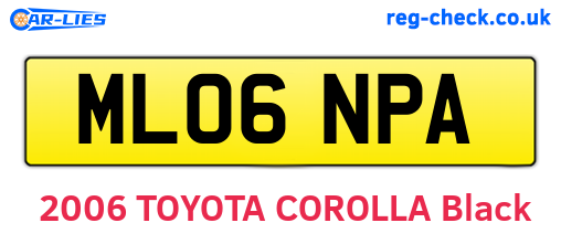 ML06NPA are the vehicle registration plates.