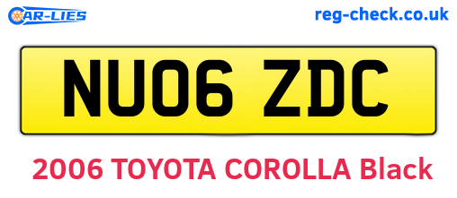 NU06ZDC are the vehicle registration plates.