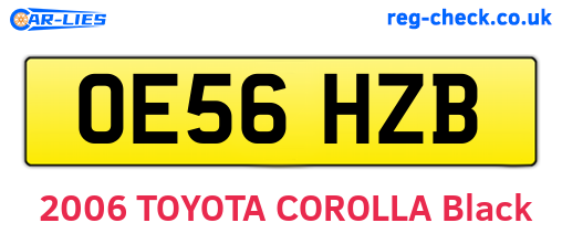 OE56HZB are the vehicle registration plates.