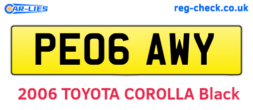 PE06AWY are the vehicle registration plates.