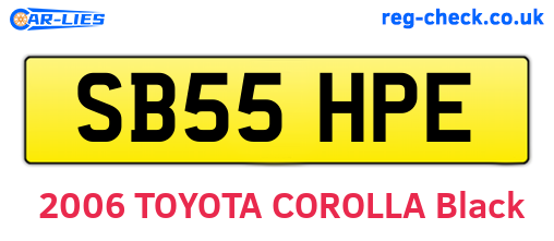 SB55HPE are the vehicle registration plates.