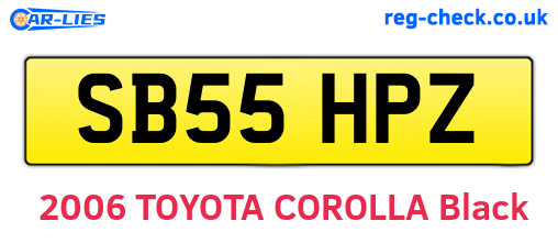 SB55HPZ are the vehicle registration plates.