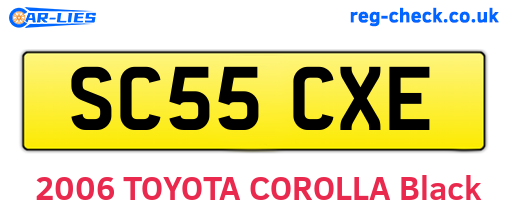SC55CXE are the vehicle registration plates.