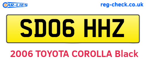 SD06HHZ are the vehicle registration plates.