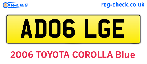 AD06LGE are the vehicle registration plates.
