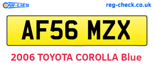 AF56MZX are the vehicle registration plates.