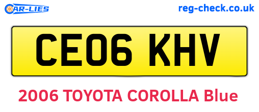 CE06KHV are the vehicle registration plates.
