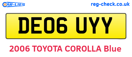 DE06UYY are the vehicle registration plates.