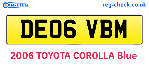 DE06VBM are the vehicle registration plates.