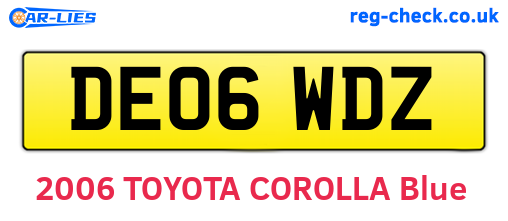 DE06WDZ are the vehicle registration plates.