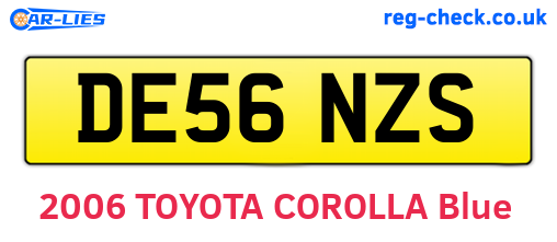 DE56NZS are the vehicle registration plates.