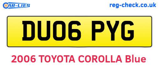 DU06PYG are the vehicle registration plates.