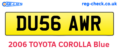 DU56AWR are the vehicle registration plates.
