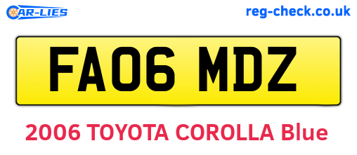 FA06MDZ are the vehicle registration plates.