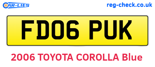 FD06PUK are the vehicle registration plates.