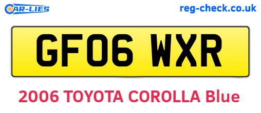 GF06WXR are the vehicle registration plates.