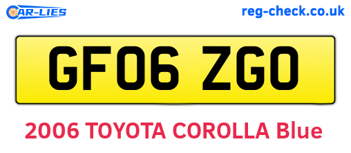 GF06ZGO are the vehicle registration plates.
