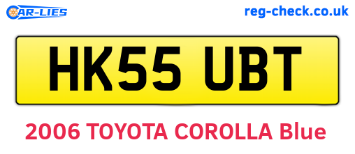 HK55UBT are the vehicle registration plates.