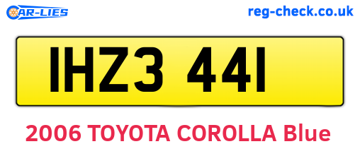 IHZ3441 are the vehicle registration plates.