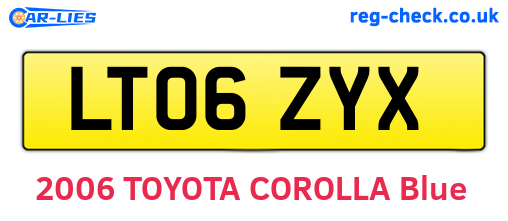LT06ZYX are the vehicle registration plates.