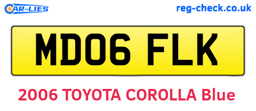MD06FLK are the vehicle registration plates.