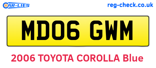 MD06GWM are the vehicle registration plates.