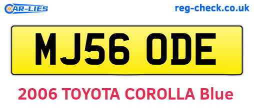 MJ56ODE are the vehicle registration plates.