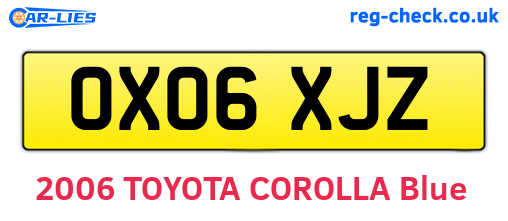 OX06XJZ are the vehicle registration plates.