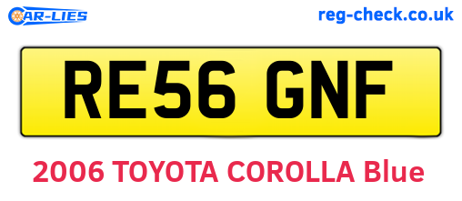 RE56GNF are the vehicle registration plates.