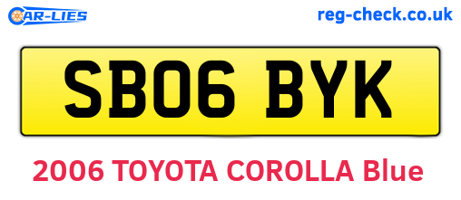 SB06BYK are the vehicle registration plates.