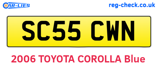 SC55CWN are the vehicle registration plates.