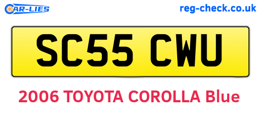 SC55CWU are the vehicle registration plates.