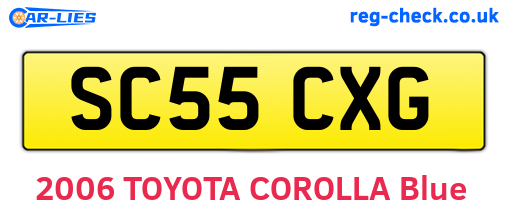 SC55CXG are the vehicle registration plates.