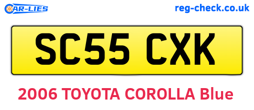 SC55CXK are the vehicle registration plates.