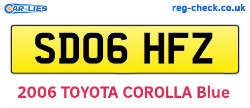 SD06HFZ are the vehicle registration plates.