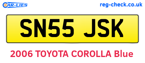 SN55JSK are the vehicle registration plates.