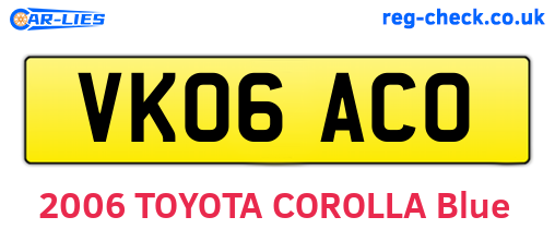 VK06ACO are the vehicle registration plates.
